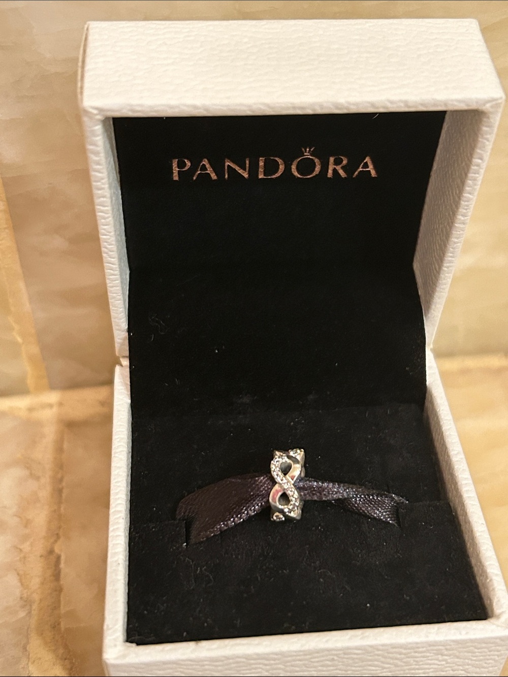 Pandora Sterling Silver S925 Infinity Charm with Clear Stones